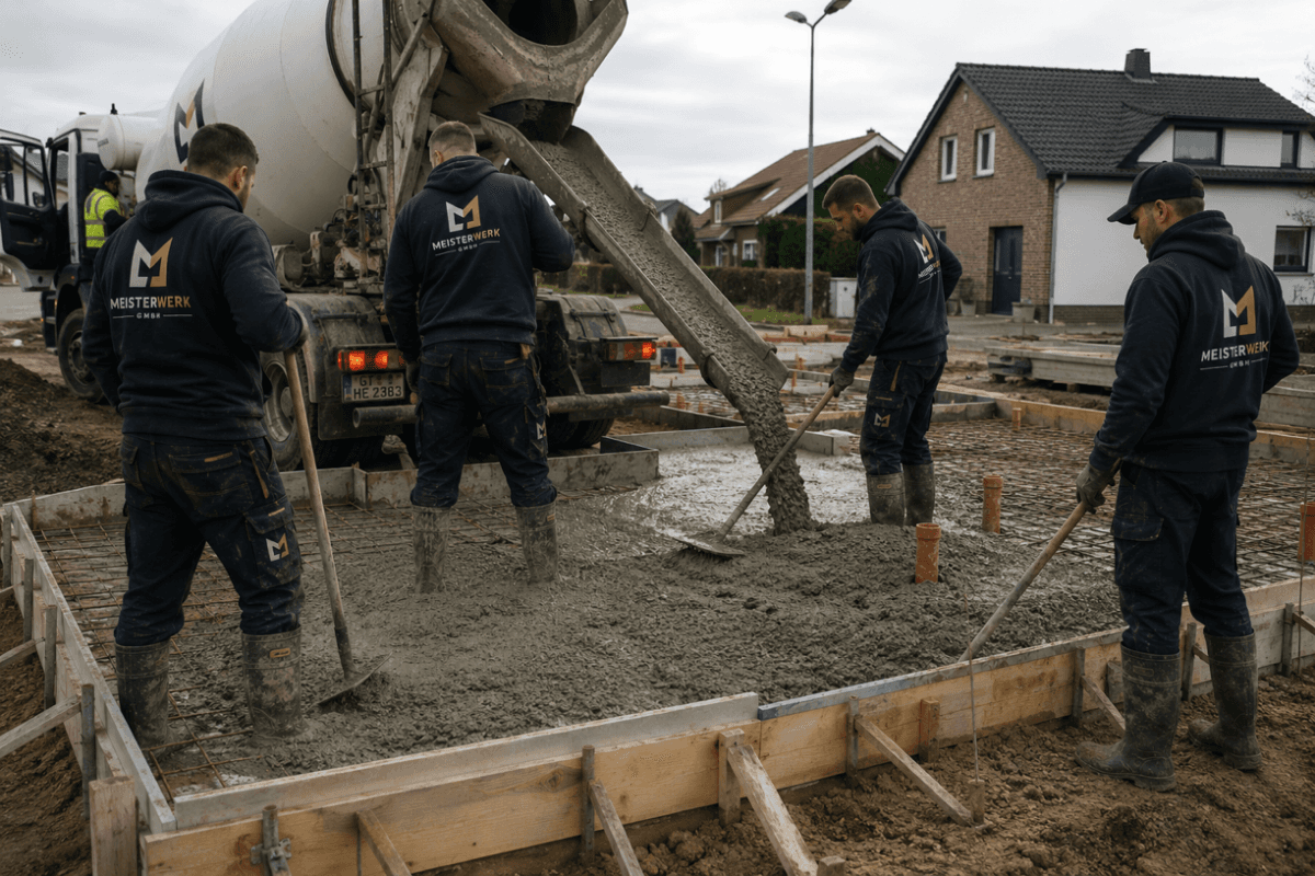 Fundamentarbeiten für ein neues Einfamilienhaus.